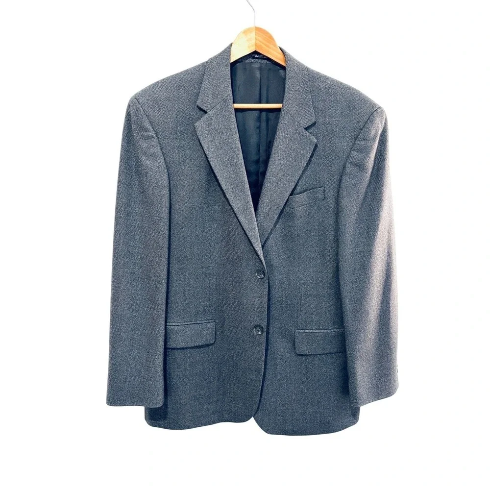 Oscar de la Renta Blazer Mens 42R Gray Lambswool Cashmere 2 Button Fully Lined
